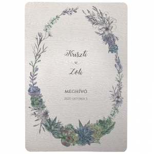 Succulents Wreath A5 esküvői meghívó